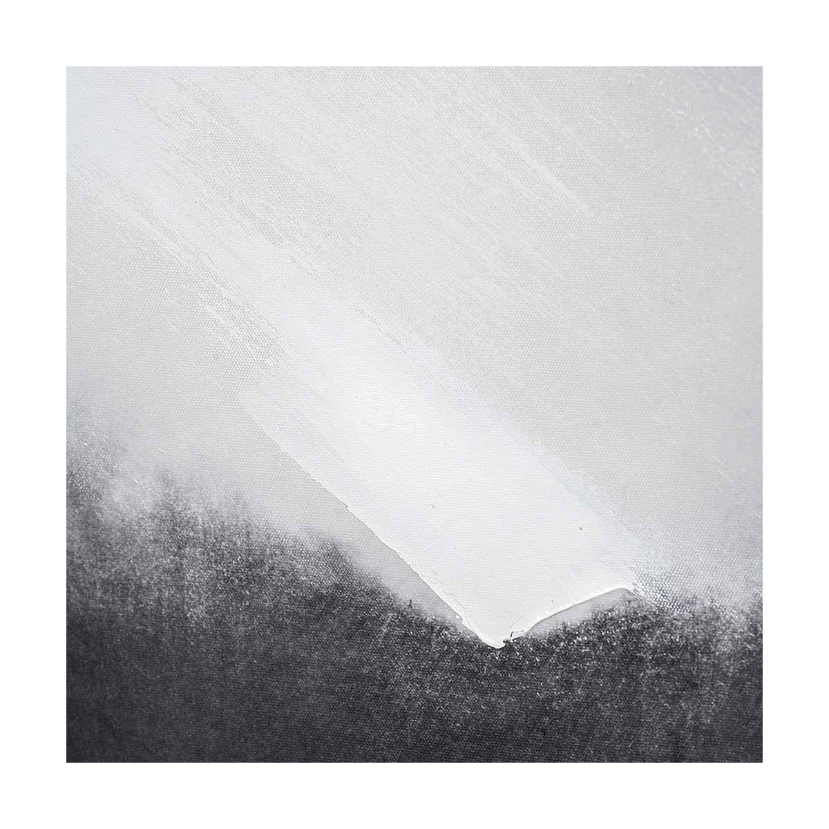 Monochrome Abstract Square Canvas, 80 x 80cm, with a black frame, showing a soft grey-to-white gradient blending into a dark textured base.