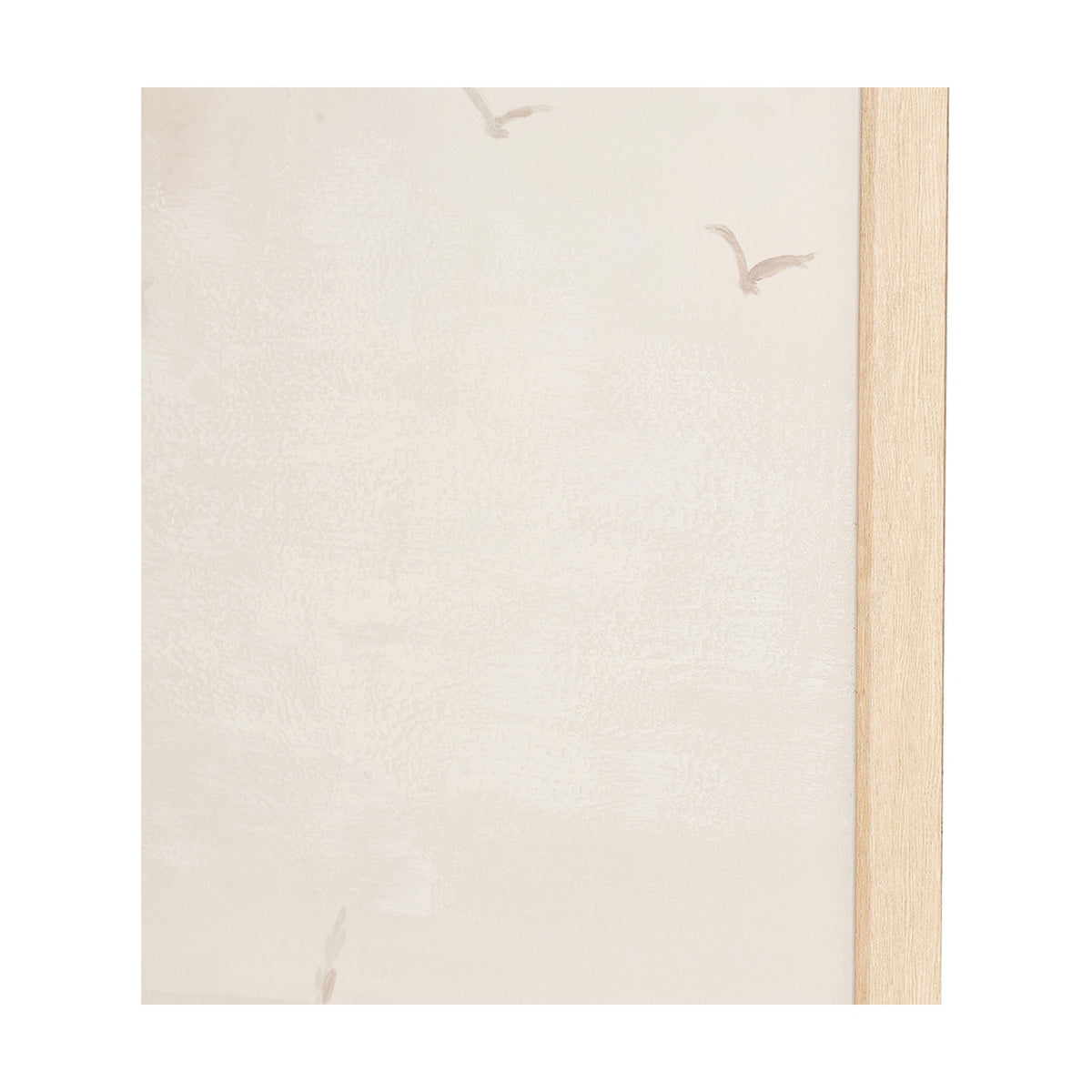 Canvas wall art with painted birds on a textured off-white background, framed by a natural wood edge, from the Natural & White Landscape Canvases set.