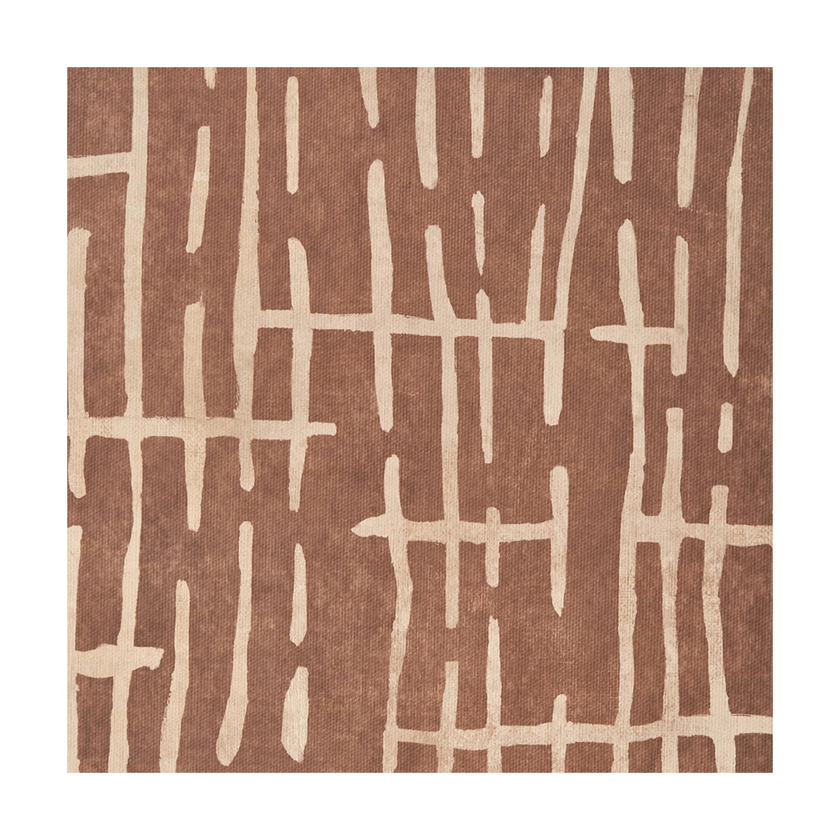 Canvas wall art in brown with natural cream abstract linear pattern resembling a woven grid design, shown edge-to-edge without frame visible.
