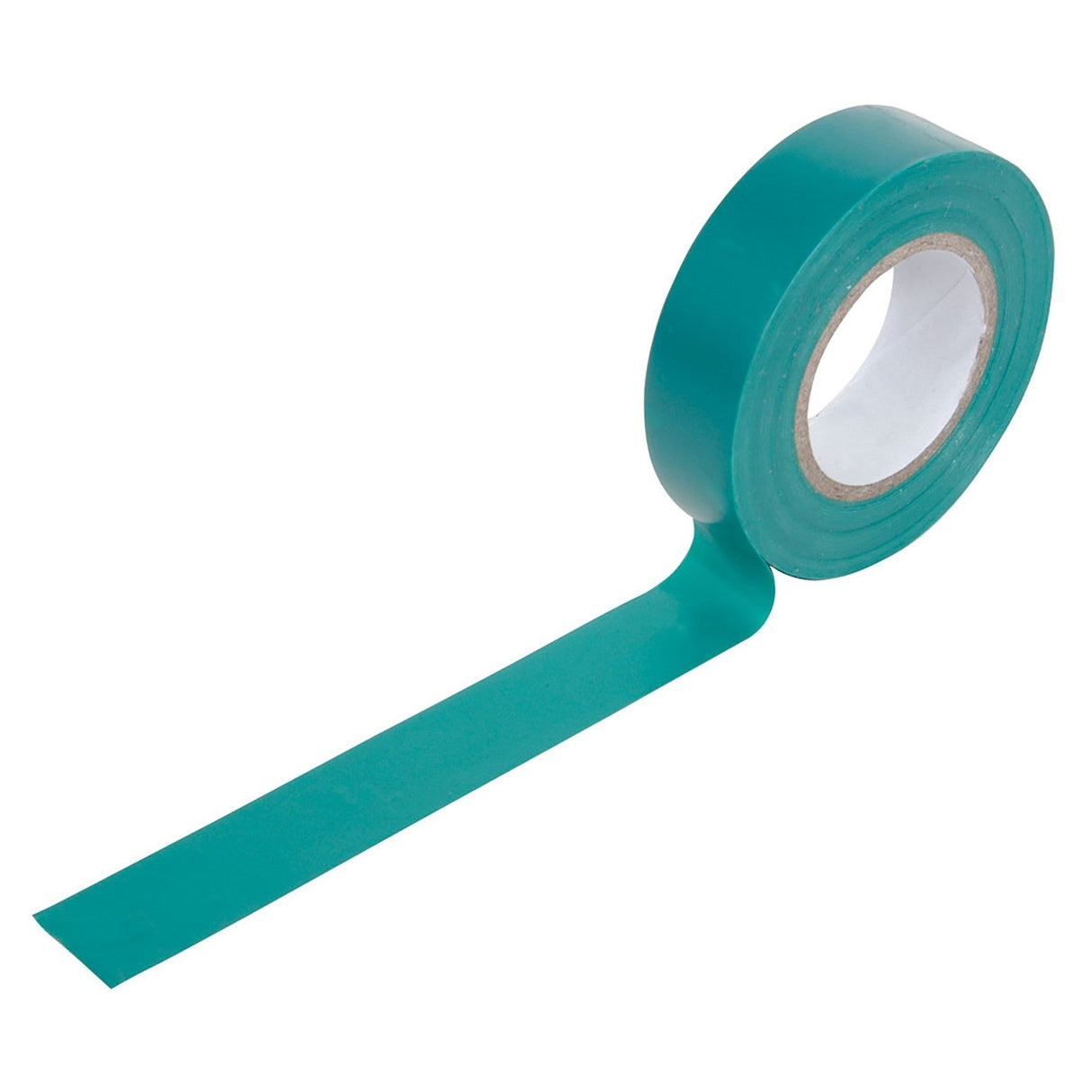 A roll of Ultratape PVC20GN Electrical Insulation Tape 20M - Green, British Standard approved, with a section unrolled to show the adhesive side facing down on a white background.