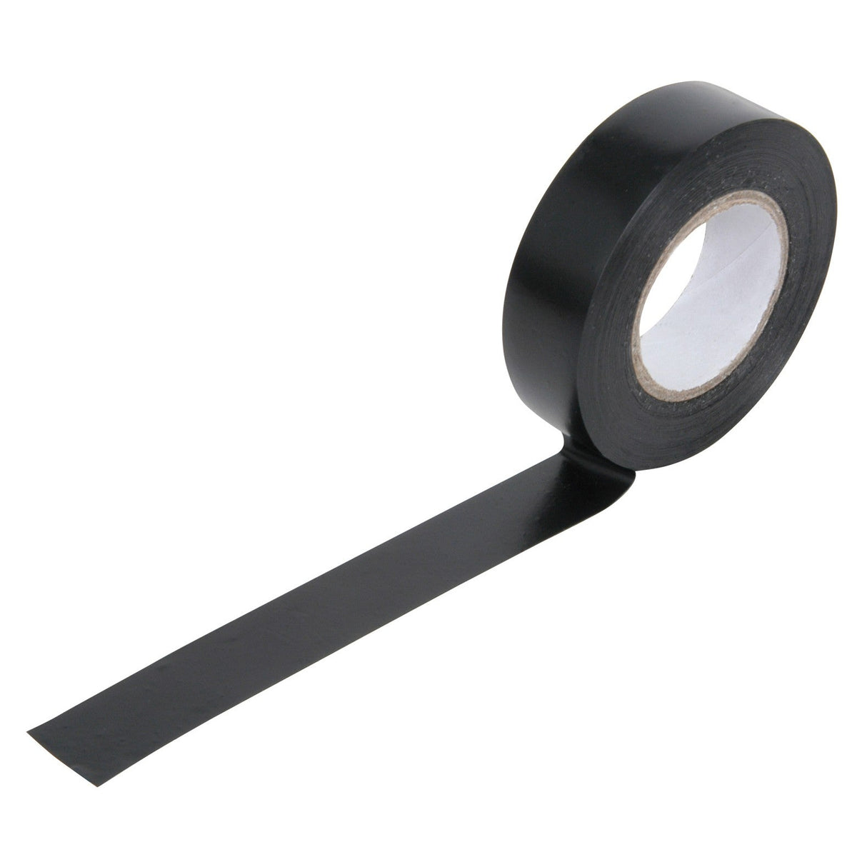 The Ultratape PVC20BK Electrical Insulation Tape 20M - Black is shown partially unrolled on a white background, perfect as PVC electrical tape for a range of wiring applications.
