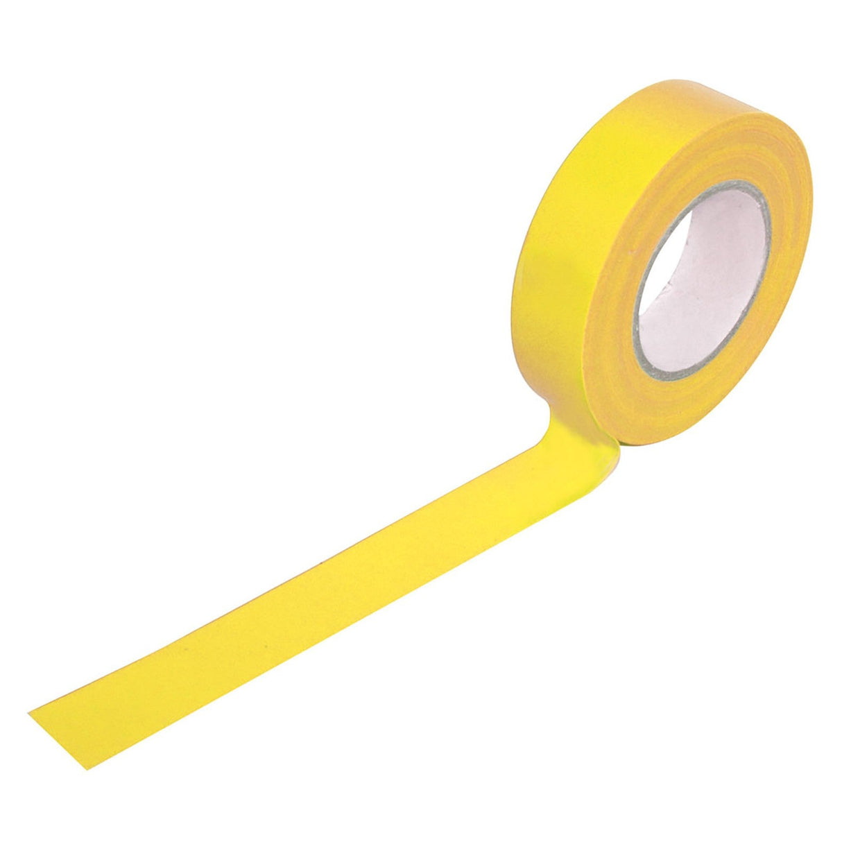 The Ultratape PVC20Y Electrical Insulation Tape 20M - Yellow is shown unrolled with its white core visible, set against a plain white background.