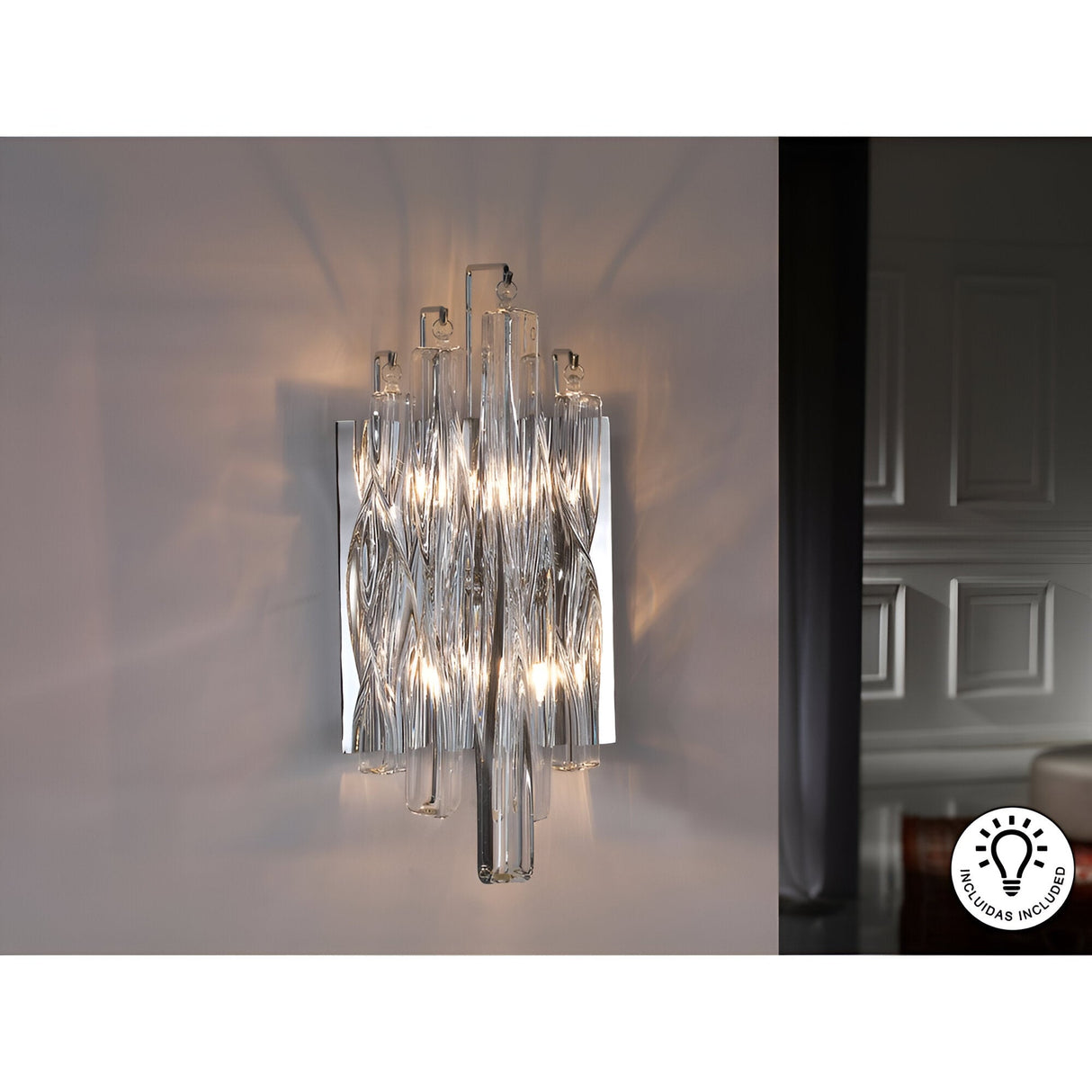 Manacor 2 Light Spiral Crystal Wall Light - Transparent