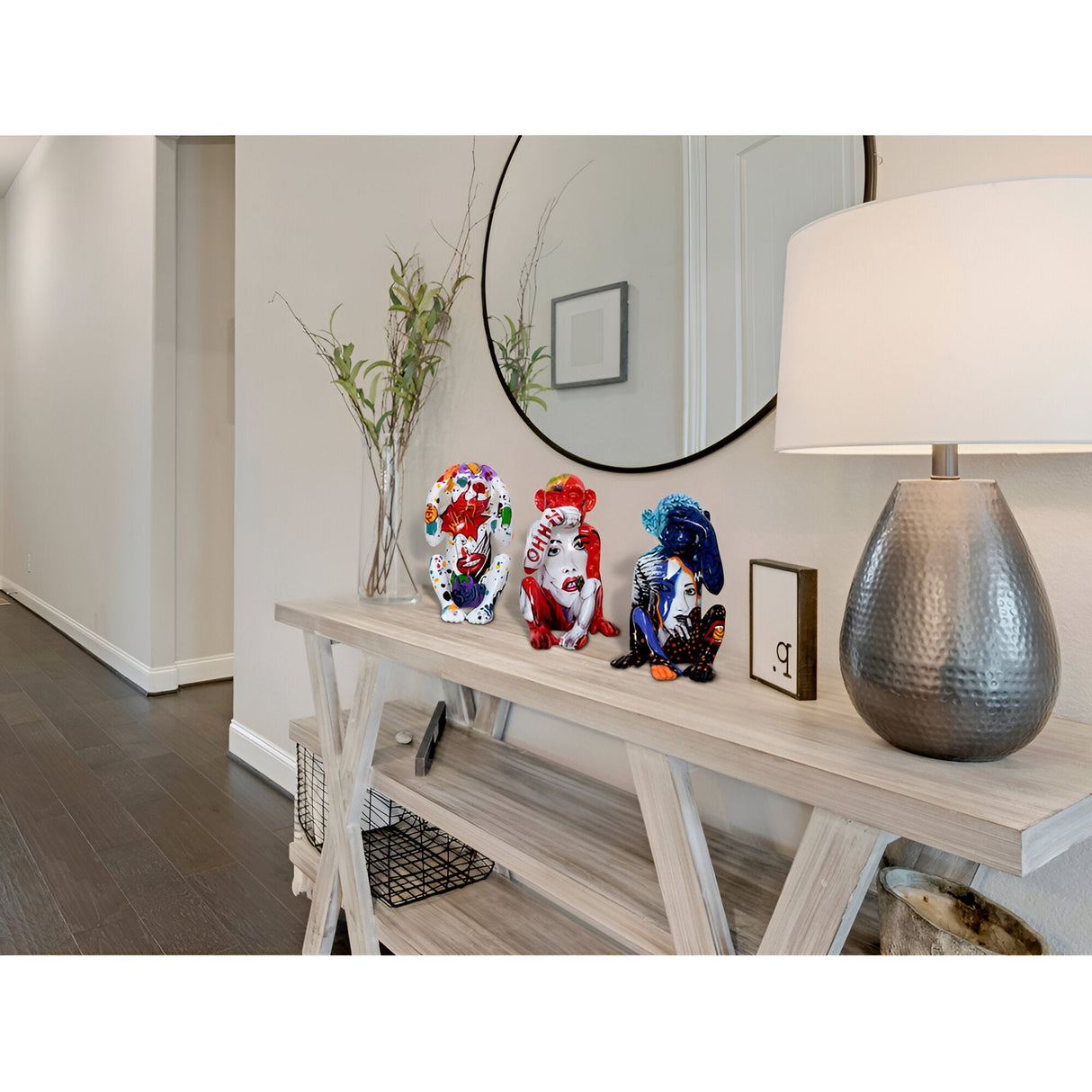 Monos Sabios Multicolour Graffiti Monkey Figurine Set Of 3 - 24cm