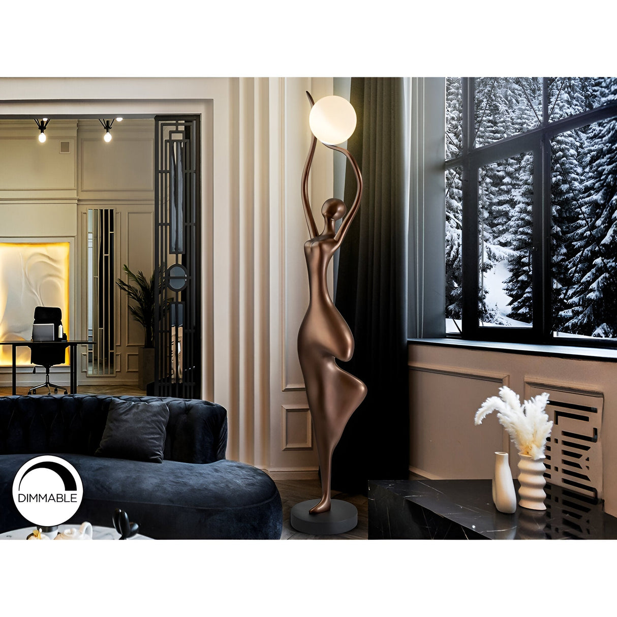 El Arbol Bronze Silhouette Sculpture With Opal LED Lamp - 190cm