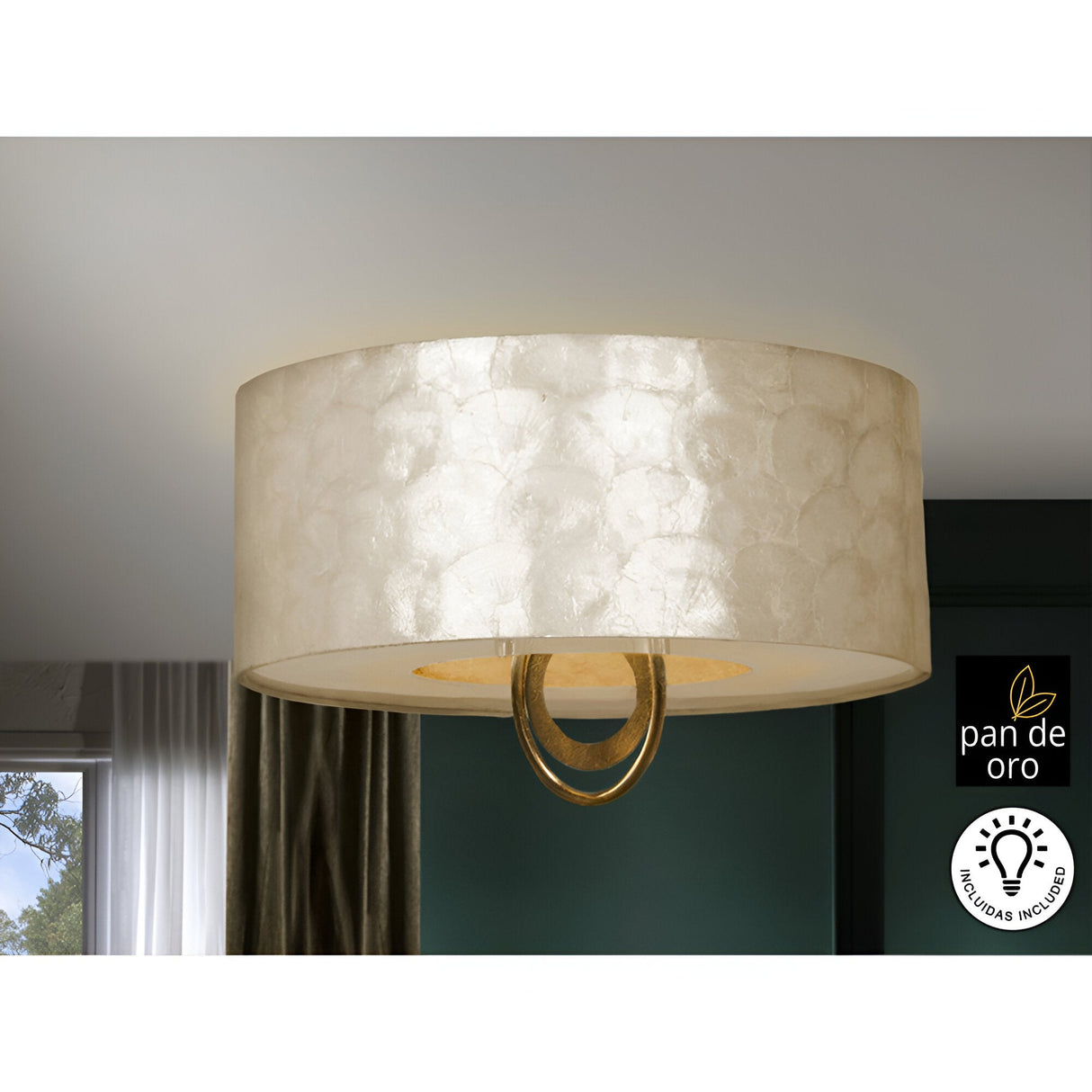 Eden Large 3 Light Flush - Gold/Gold Leaf