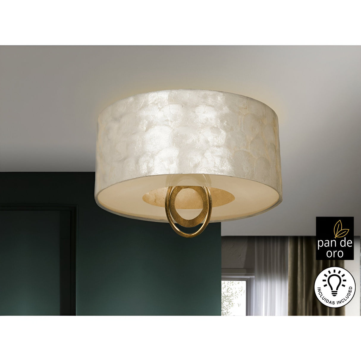 Eden Small 3 Light Flush - Gold/Gold Leaf