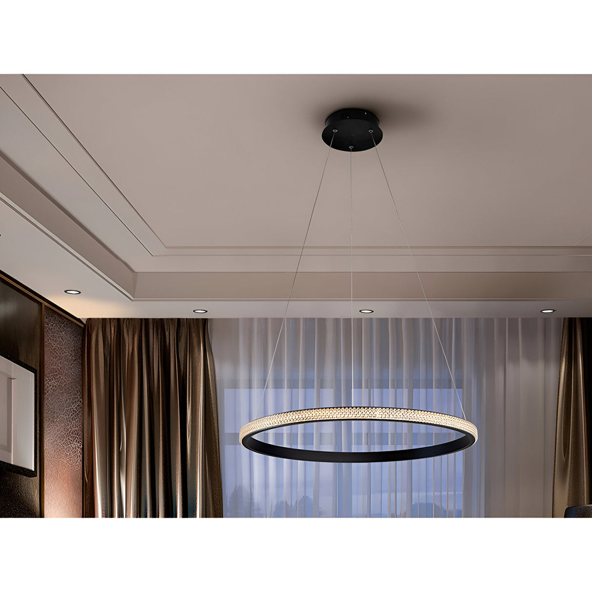 Ring LED Circular Suspension Light 25W 3000K - Black