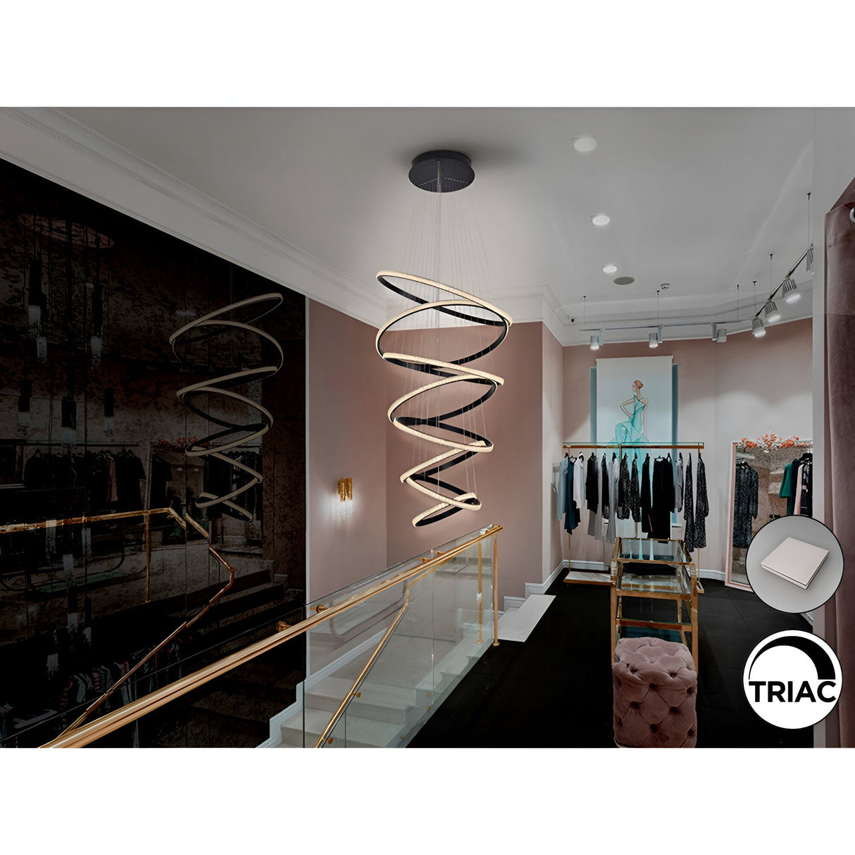 Ring Dimmable LED Suspension Light 3000K - Black (With Remote Control)