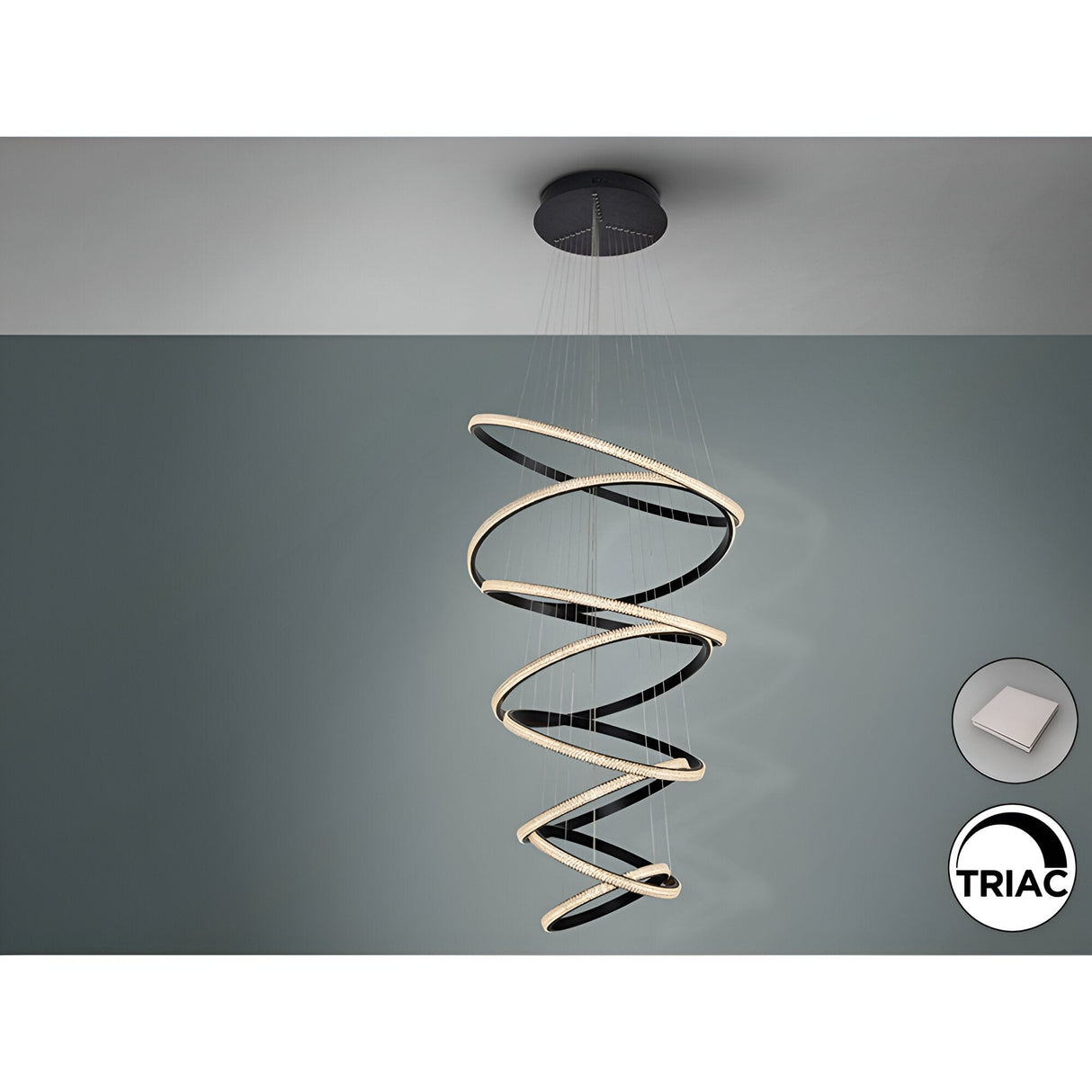 Ring Dimmable LED Suspension Light 3000K - Black (With Remote Control)