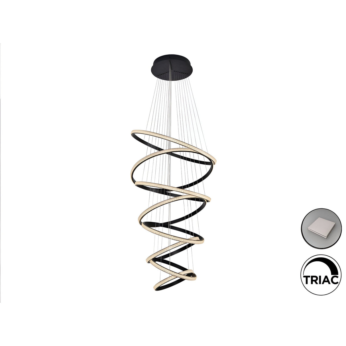 Ring Dimmable LED Suspension Light 3000K - Black (With Remote Control)