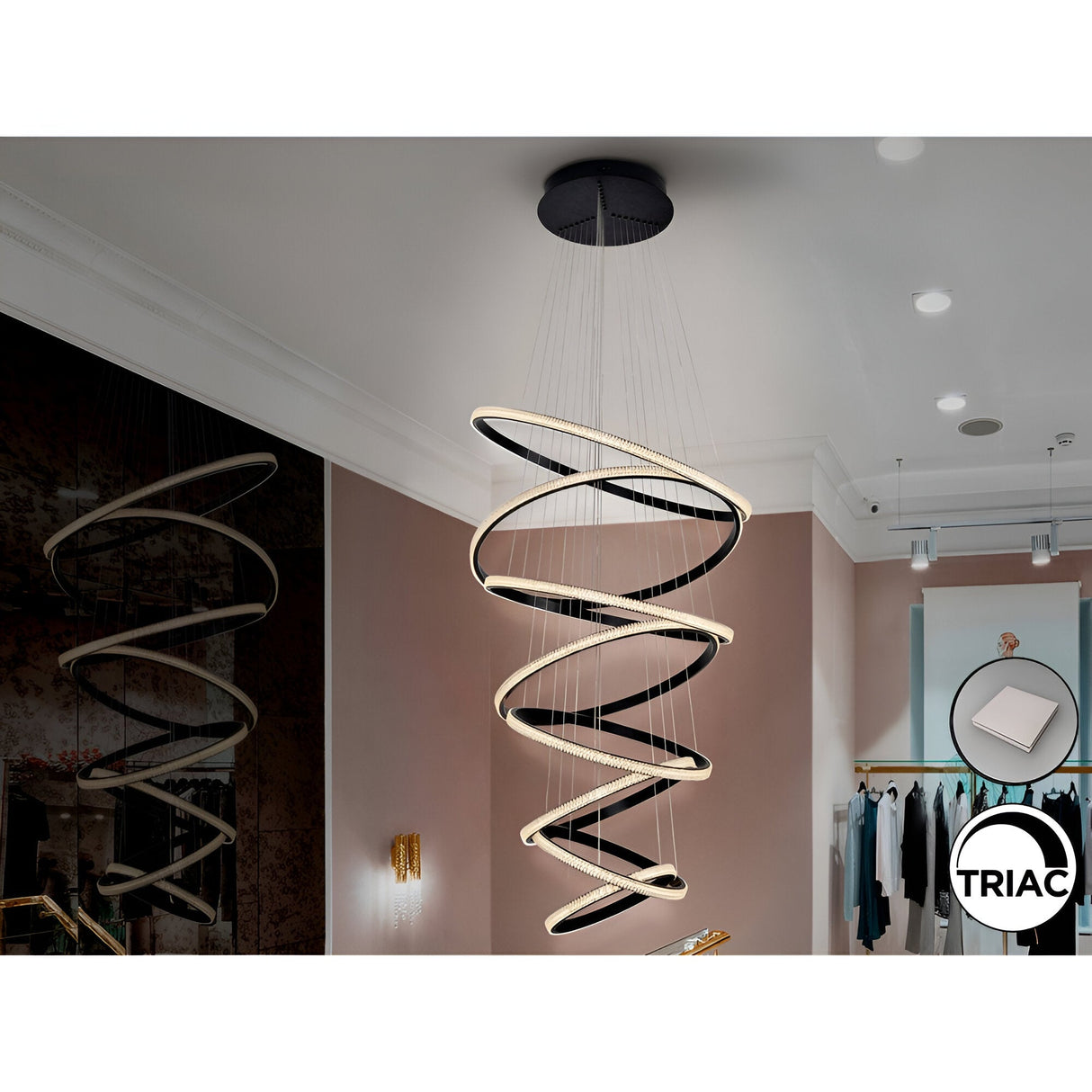 Ring Dimmable LED Suspension Light 3000K - Black (With Remote Control)