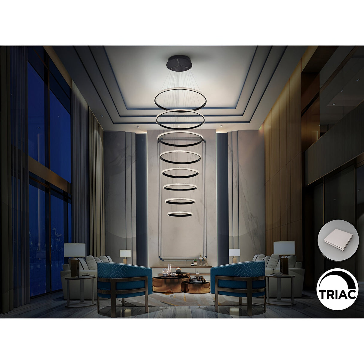 Ring Dimmable LED Suspension Light 4000K - Black (With Remote Control)