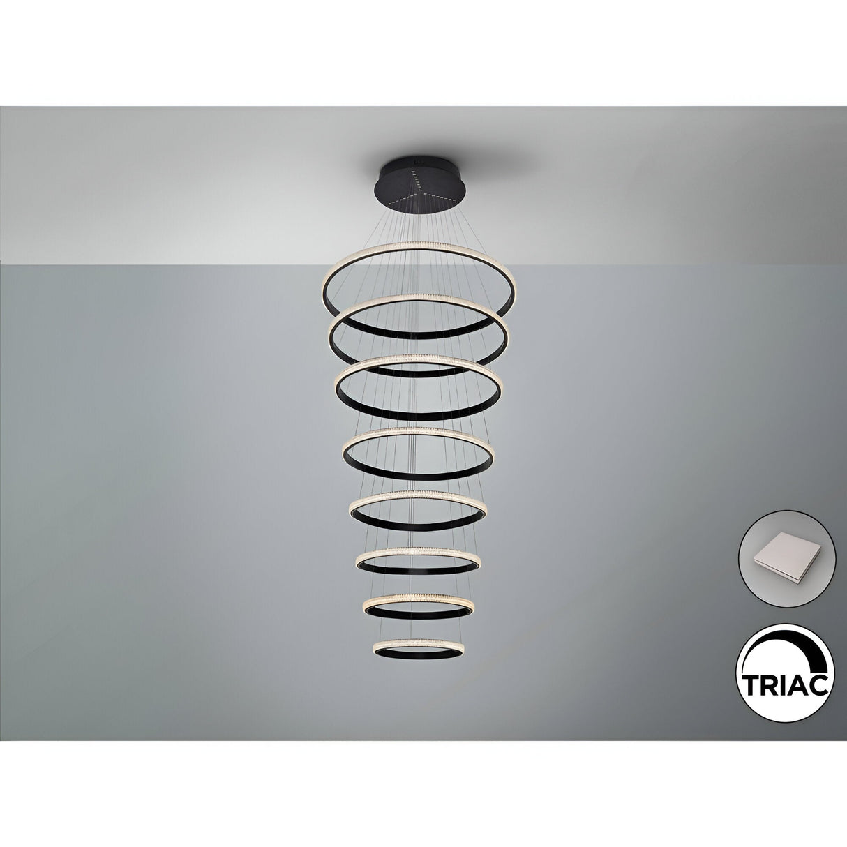 Ring Dimmable LED Suspension Light 4000K - Black (With Remote Control)