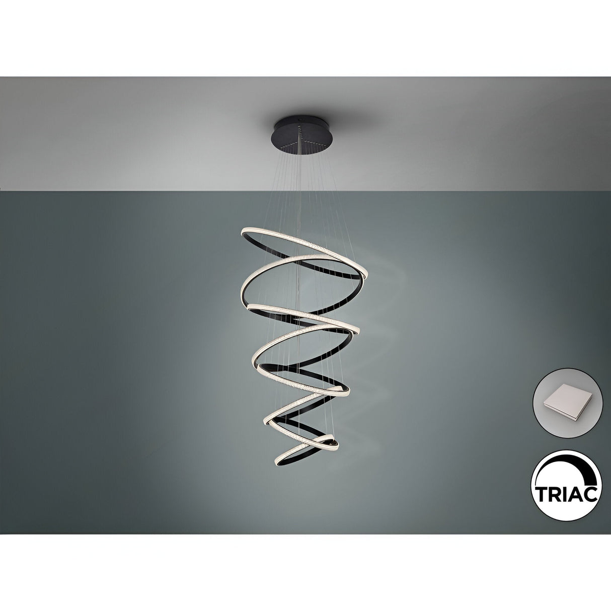 Ring Dimmable LED Suspension Light 4000K - Black (With Remote Control)