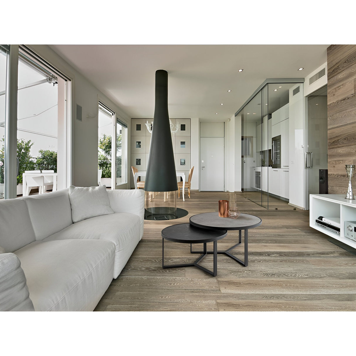 Naira Set of 2 Small Wood & Metal Tables – Matte Black & Grey