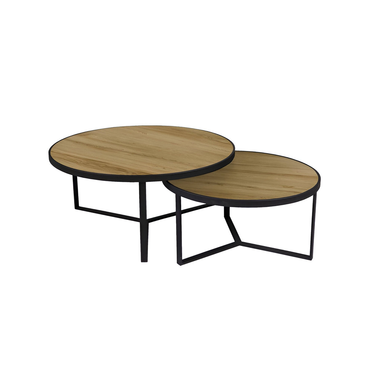 Naira Set of 2 Wood & Metal Tables – Matte Black & Brown