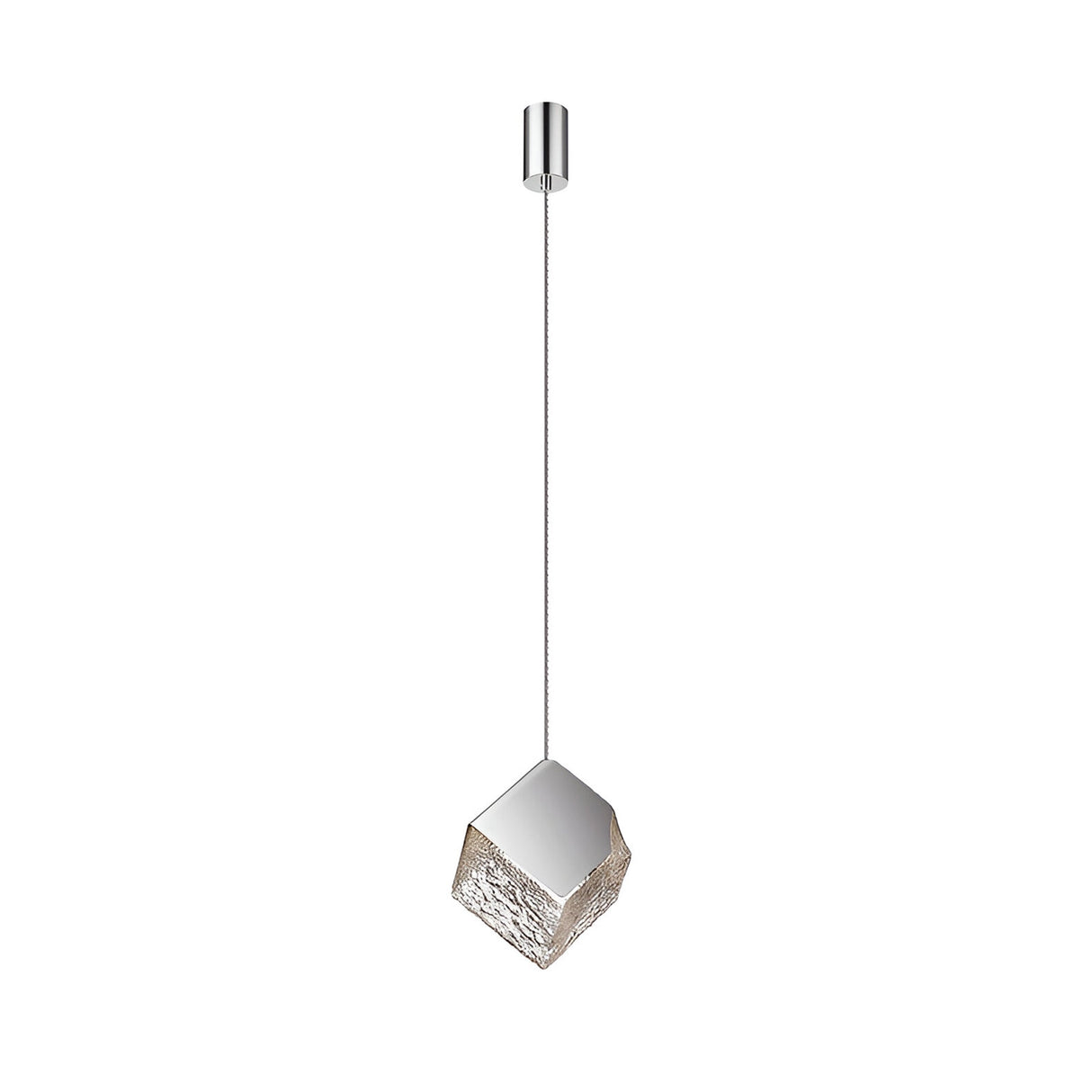 Priscila 1 Light Textured Glass Pendant - Chrome