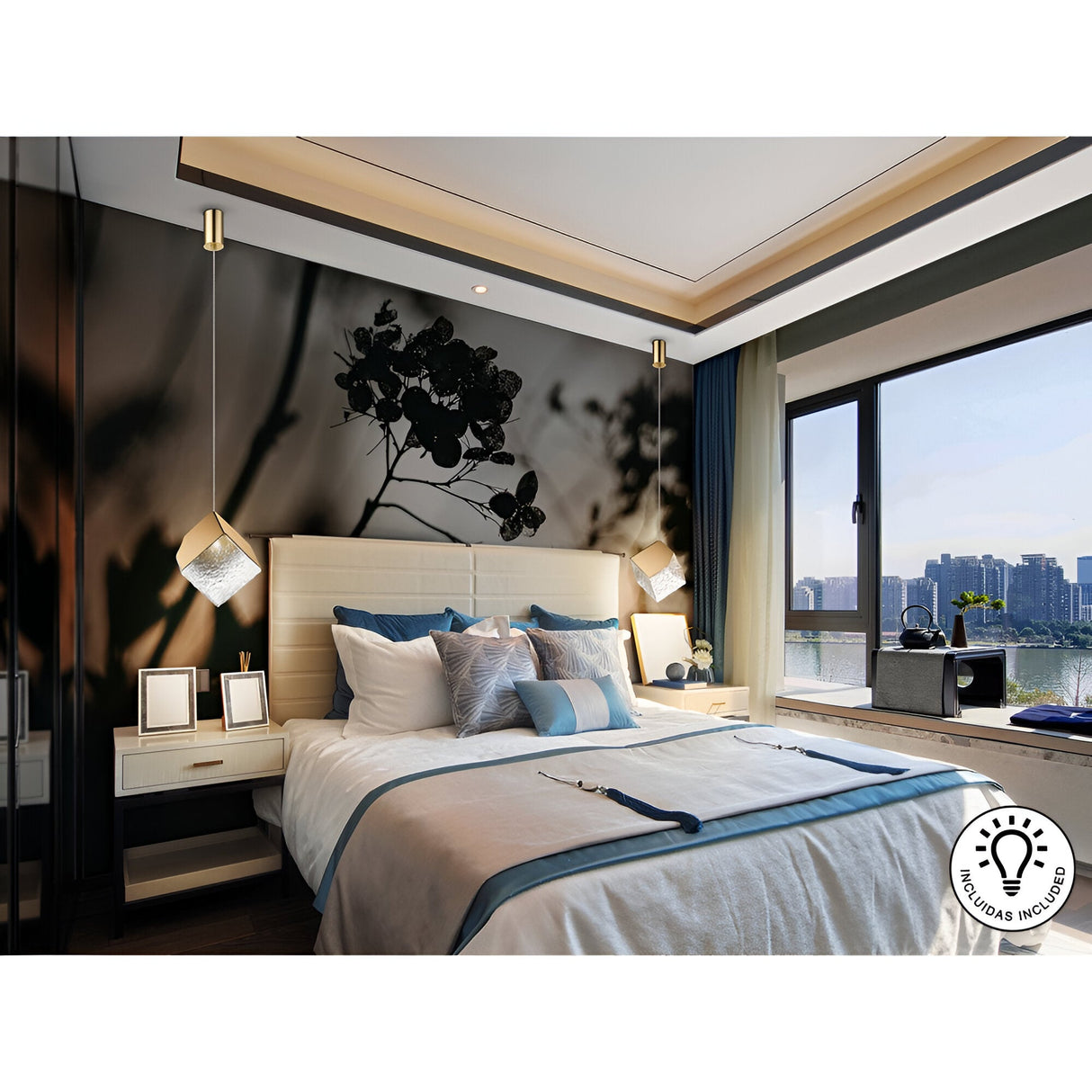 Priscila 1 Light Textured Glass Pendant - Gold