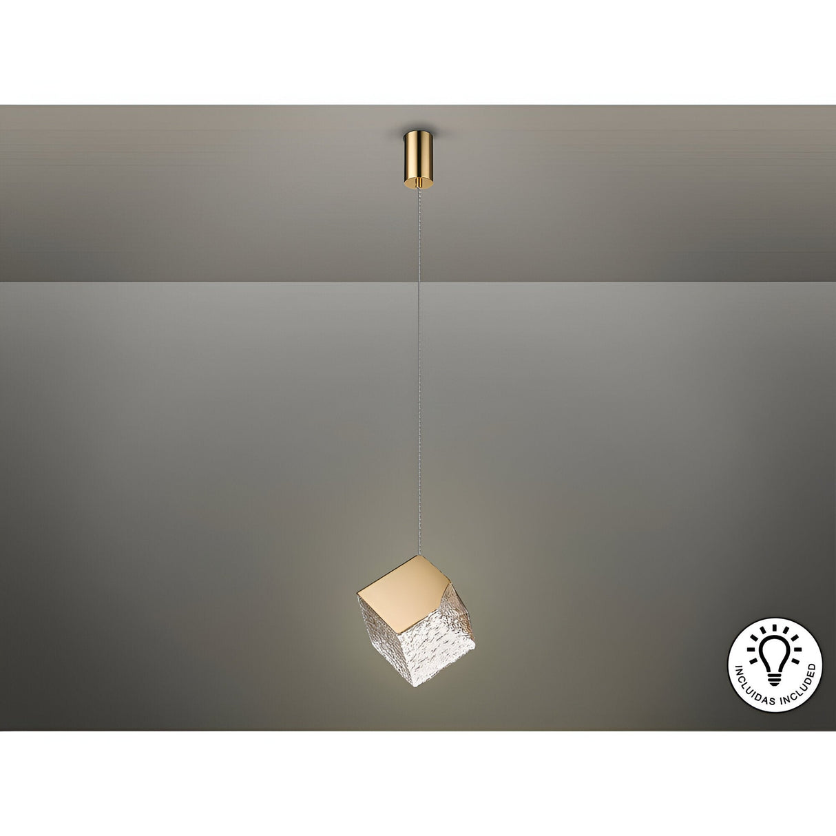 Priscila 1 Light Textured Glass Pendant - Gold