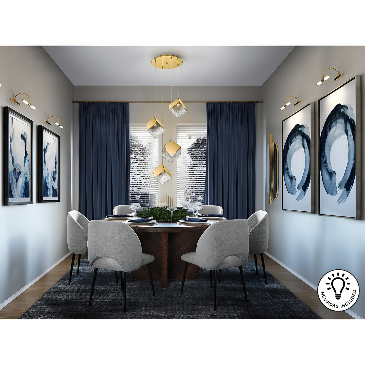 Priscila 4 Light Glass Cluster Pendant Light - Gold