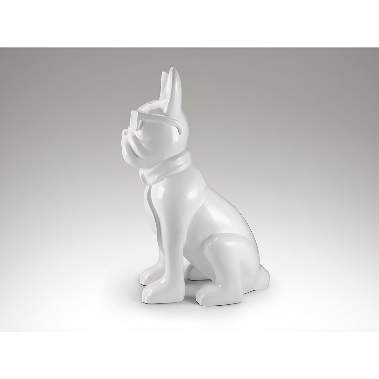 Bulldog Frances White Gloss Painted Outdoor Sculpture - 148cm