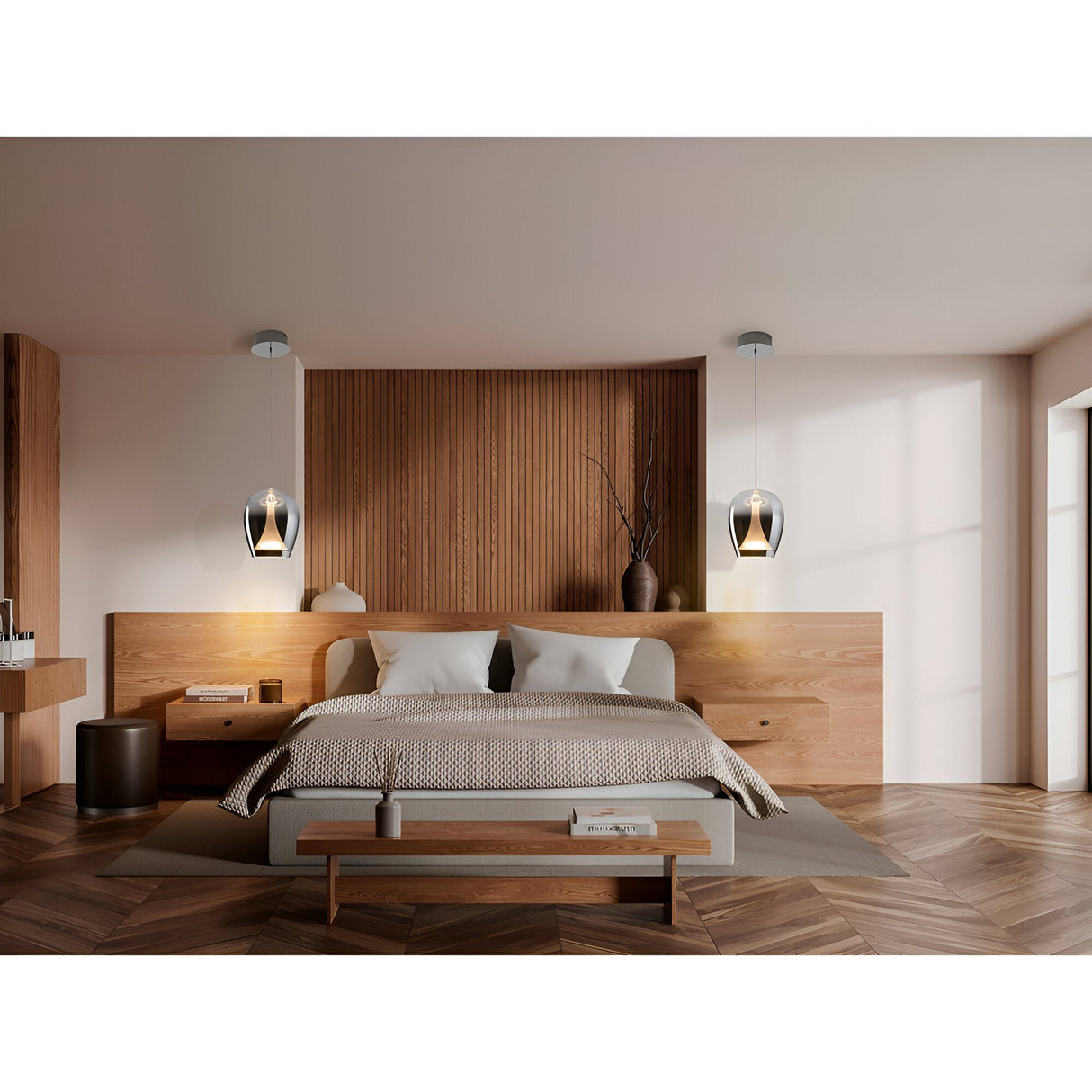 Suspiro LED Small Glass Pendant Light 15W 3000K - Chrome