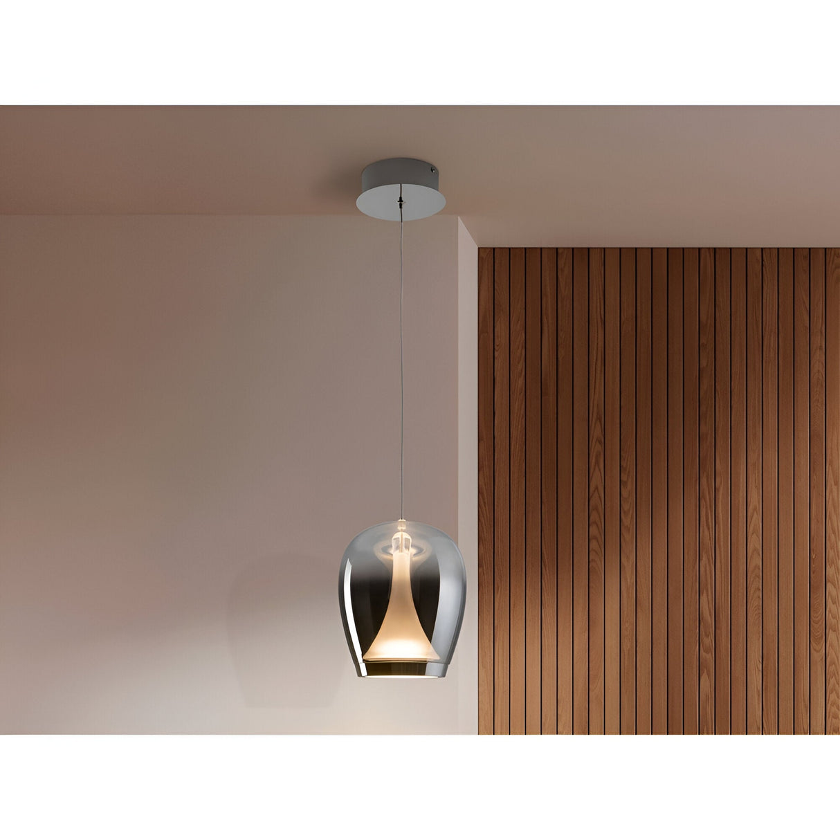 Suspiro LED Small Glass Pendant Light 15W 3000K - Chrome