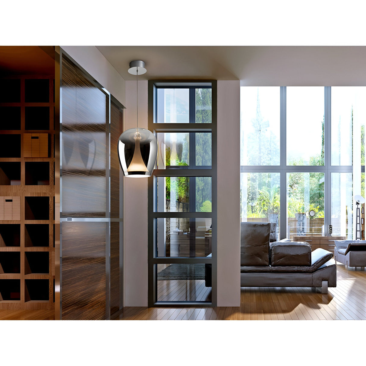 Suspiro LED Large Glass Pendant Light 20W 3000K - Chrome