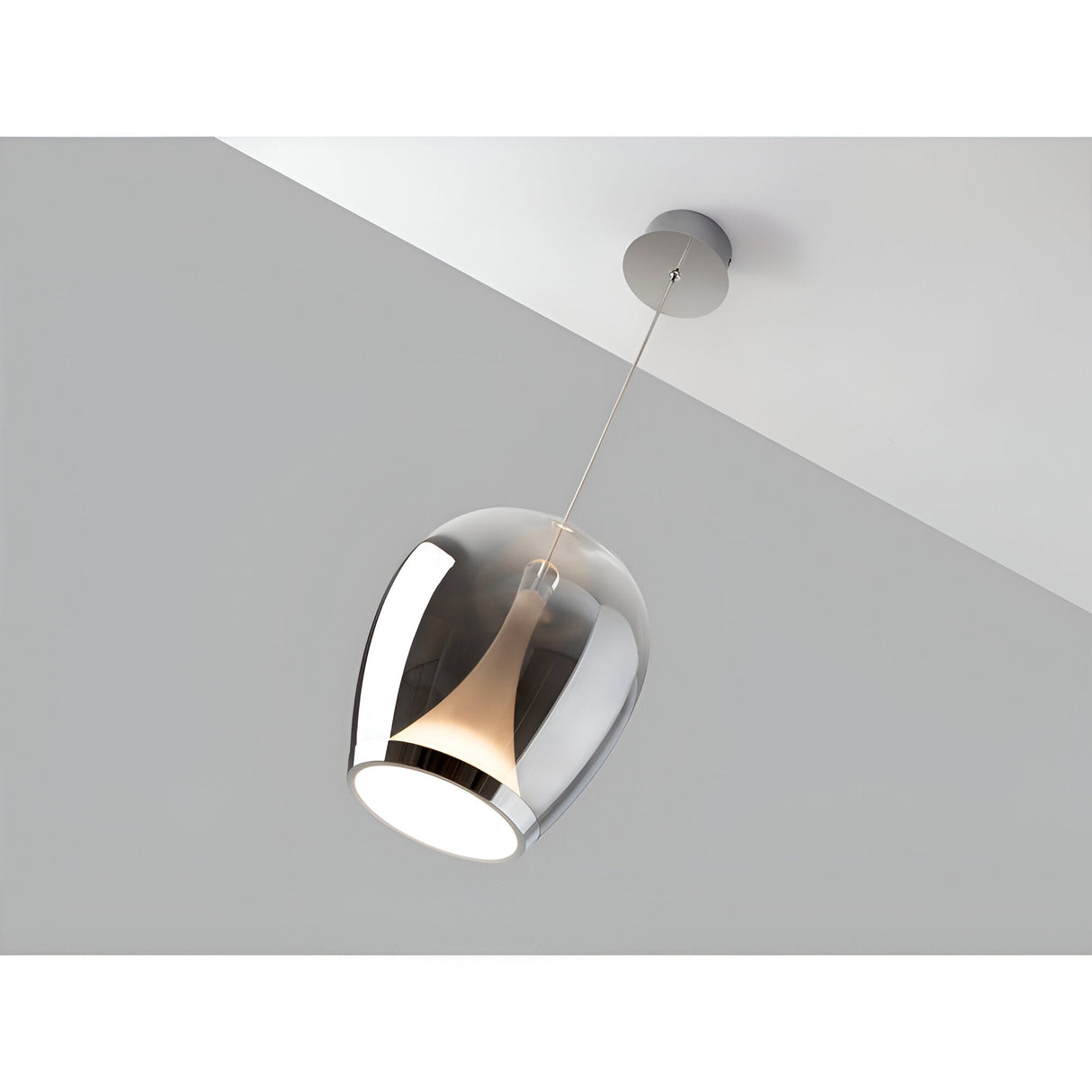 Suspiro LED Large Glass Pendant Light 20W 3000K - Chrome