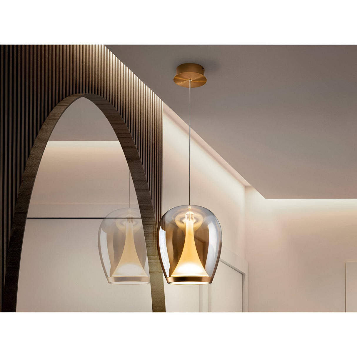 Suspiro LED Large Glass Pendant Light 20W 3000K - Amber