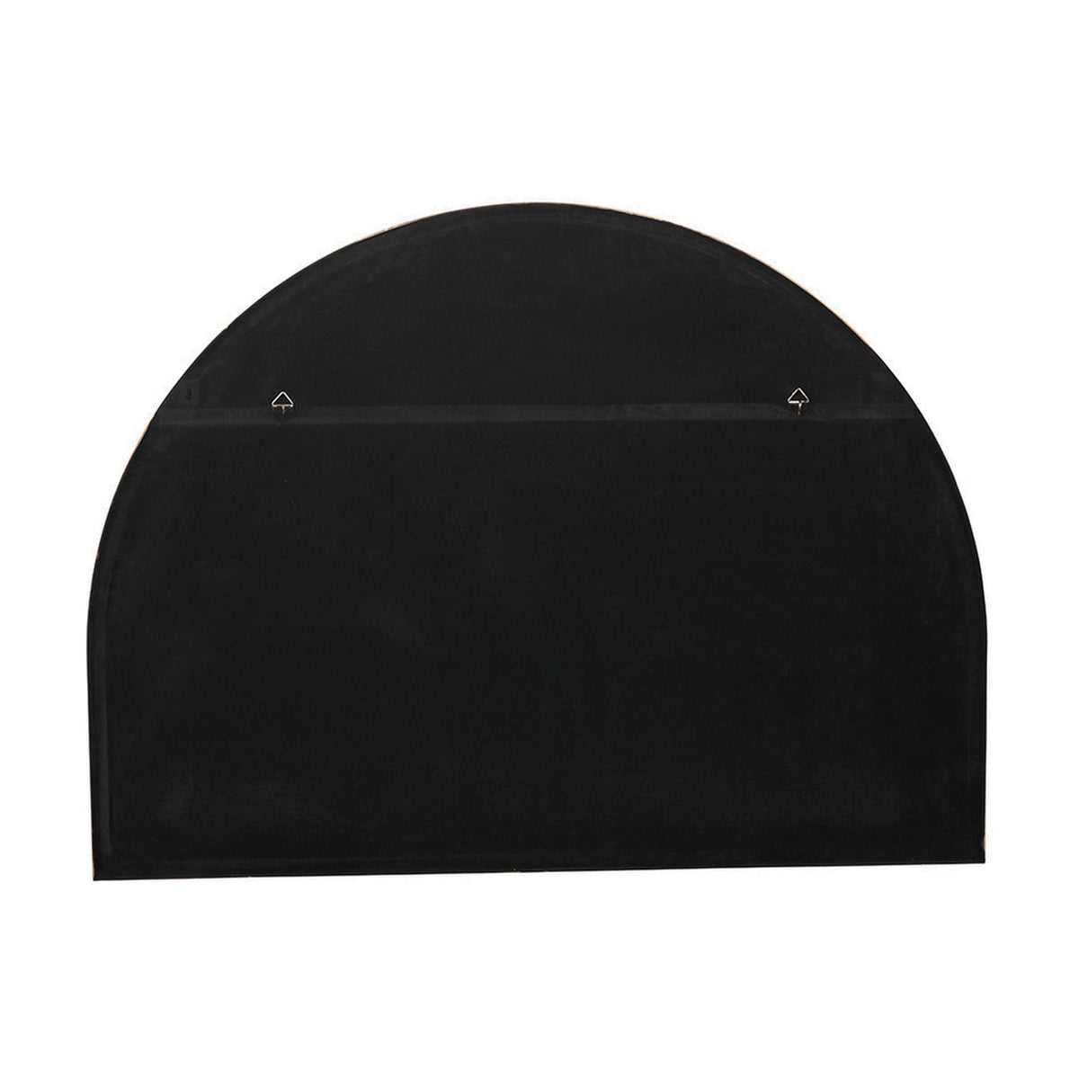 Wide arch wall mirror with slim brushed gold metal frame, 120 x 90cm, shown from the back against a plain white background.