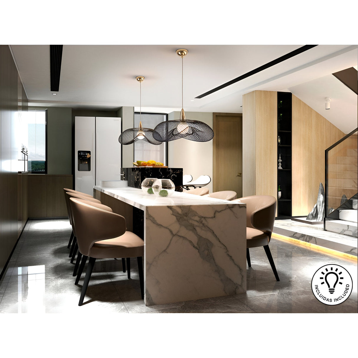 Forma Large 1 Light Pendant - Gold/Black