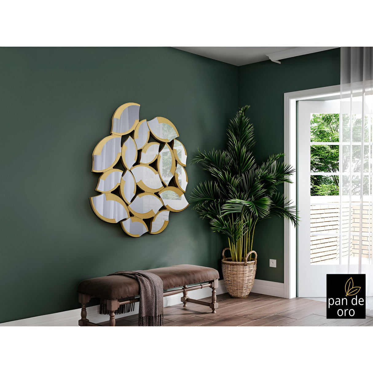 Sandal Leaves Cluster Wall Mirror Gold - 120x114cm
