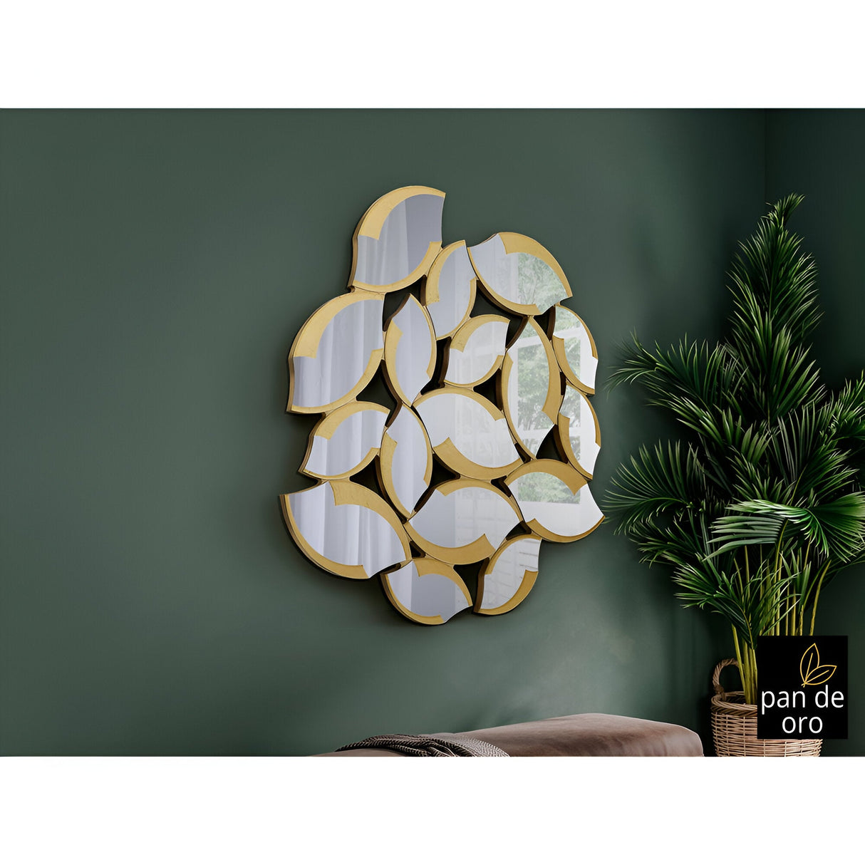 Sandal Leaves Cluster Wall Mirror Gold - 120x114cm