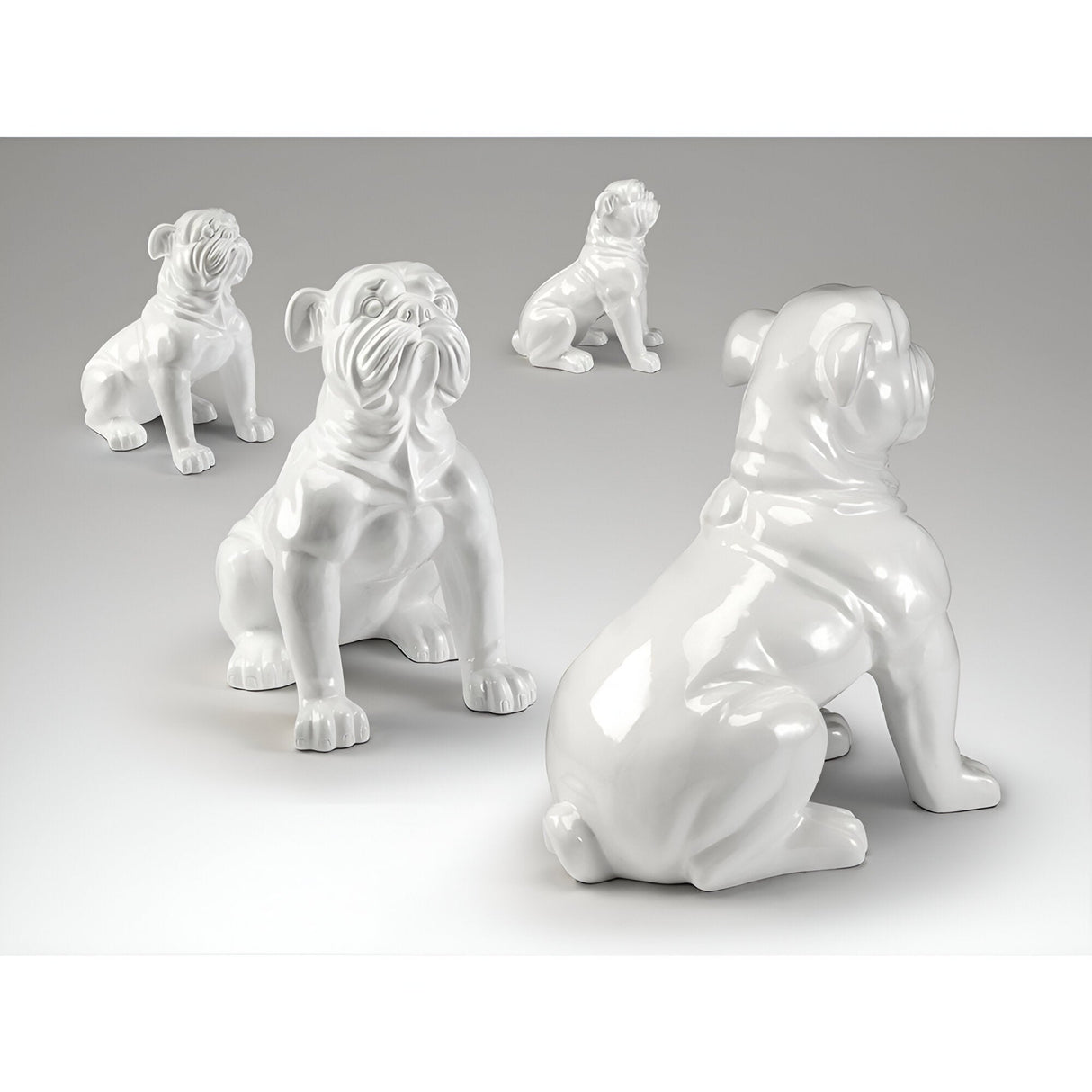 Bulldog White Gloss Outdoor Animal Sculpture - 109cm
