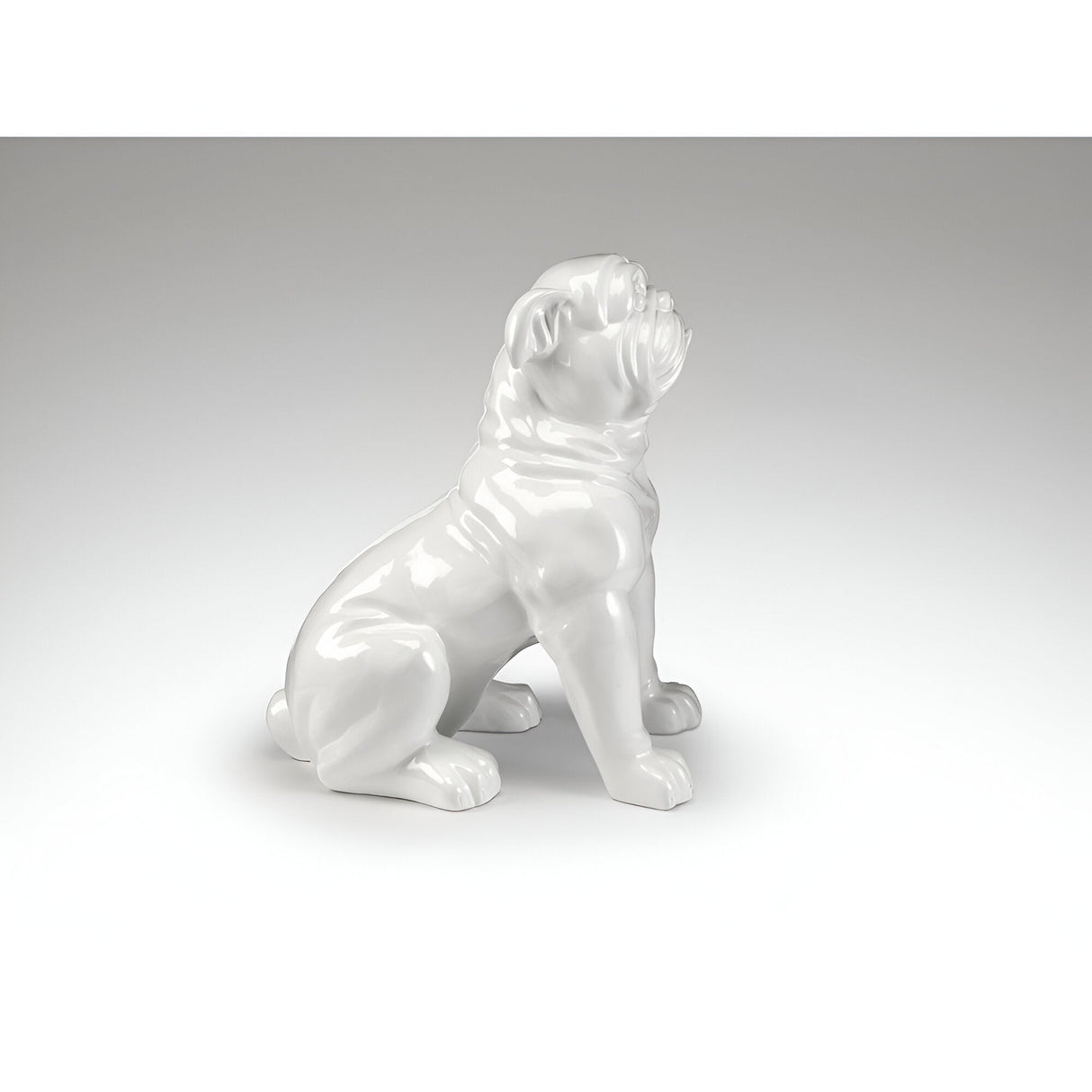 Bulldog White Gloss Outdoor Animal Sculpture - 109cm