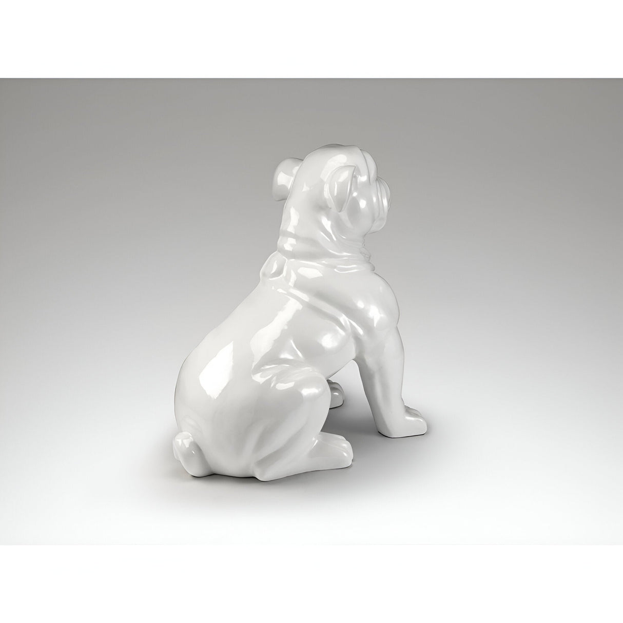 Bulldog White Gloss Outdoor Animal Sculpture - 109cm