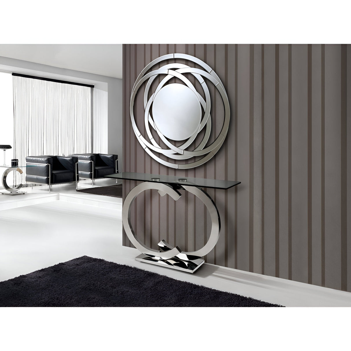 Casandra Glass & Stainless Steel Console Table – Transparent