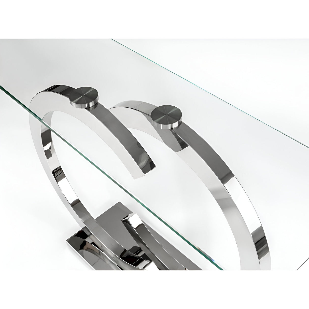 Casandra Glass & Stainless Steel Console Table – Transparent