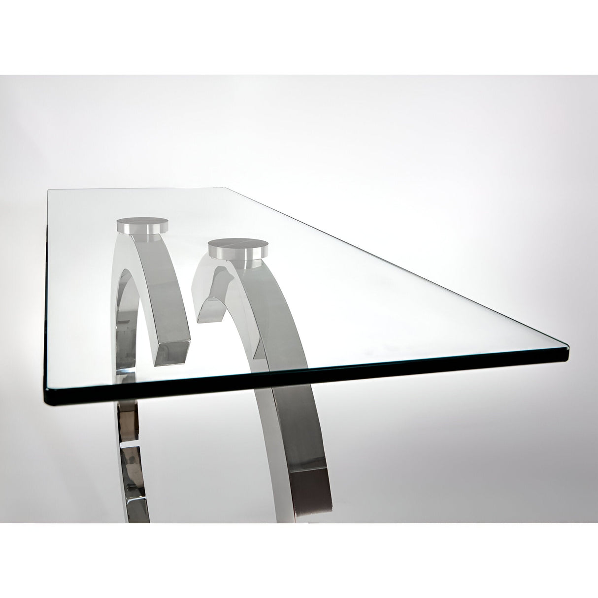 Casandra Glass & Stainless Steel Console Table – Transparent