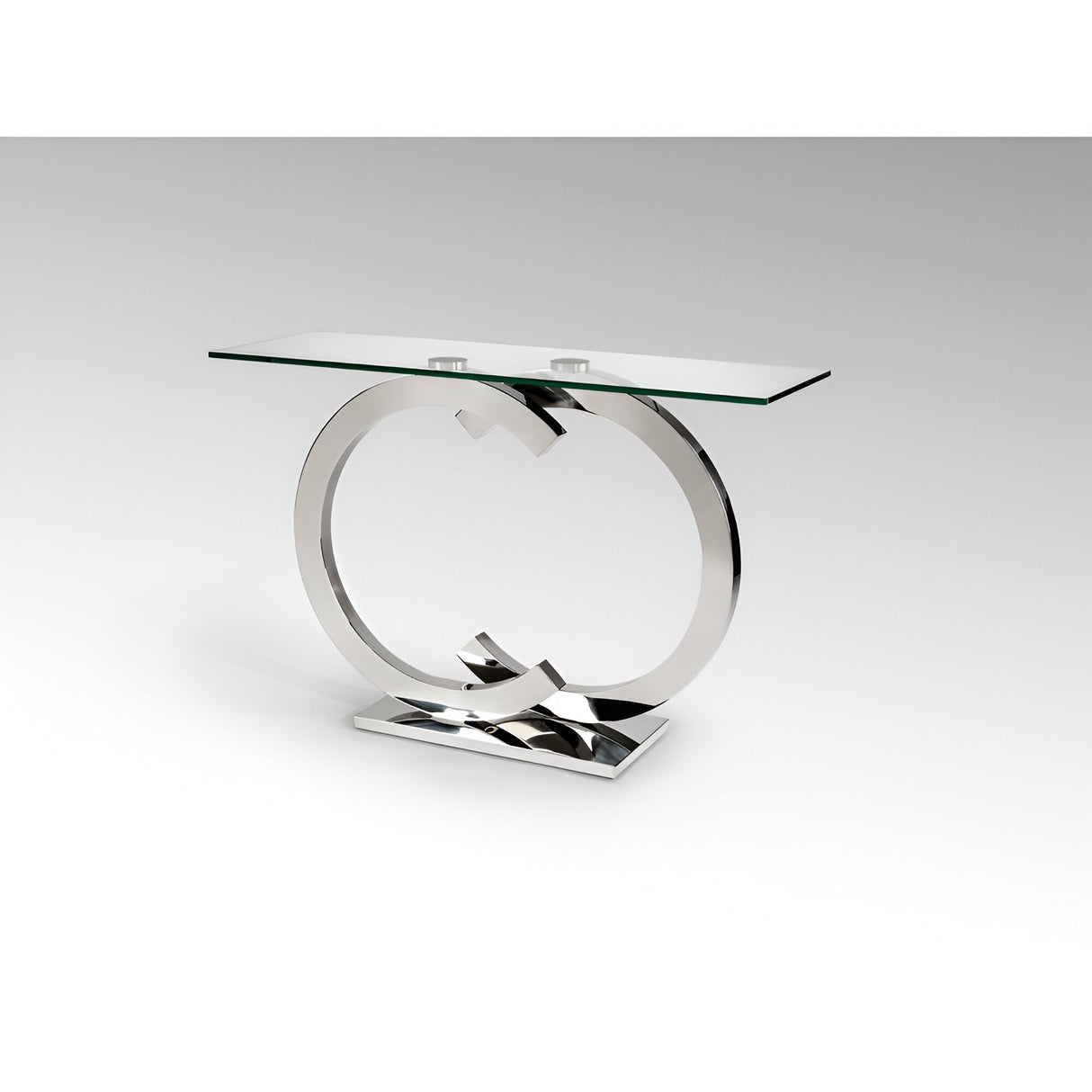 Casandra Glass & Stainless Steel Console Table – Transparent