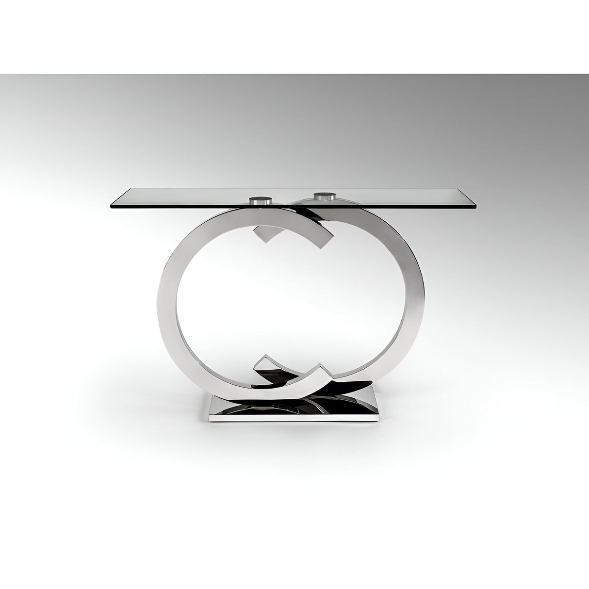 Casandra Glass & Stainless Steel Console Table – Transparent
