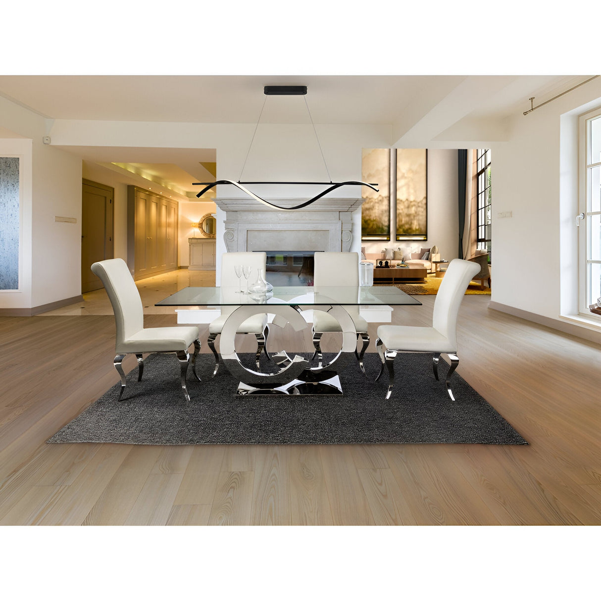 Casandra 8 Seater Glass & Stainless Steel Dining Table – Transparent