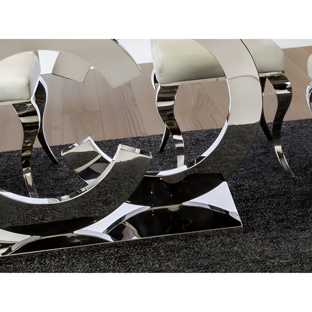 Casandra 8 Seater Glass & Stainless Steel Dining Table – Transparent