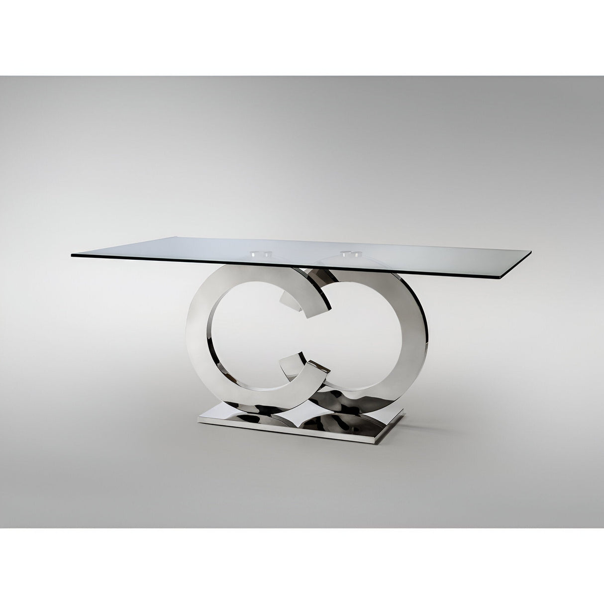 Casandra 8 Seater Glass & Stainless Steel Dining Table – Transparent