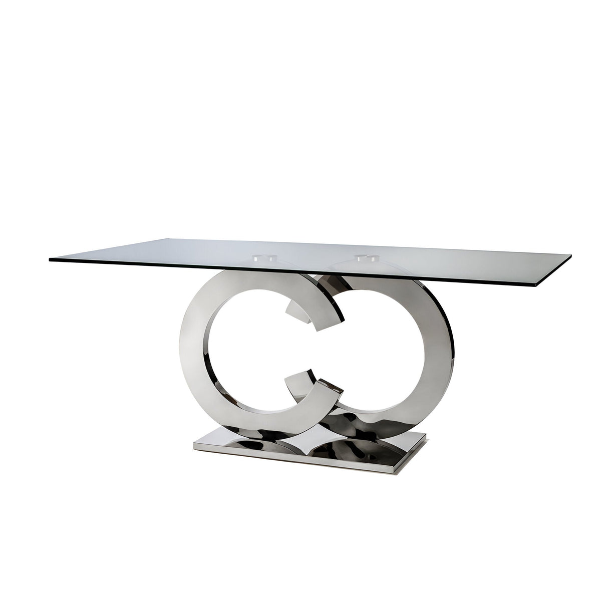 Casandra 8 Seater Glass & Stainless Steel Dining Table – Transparent