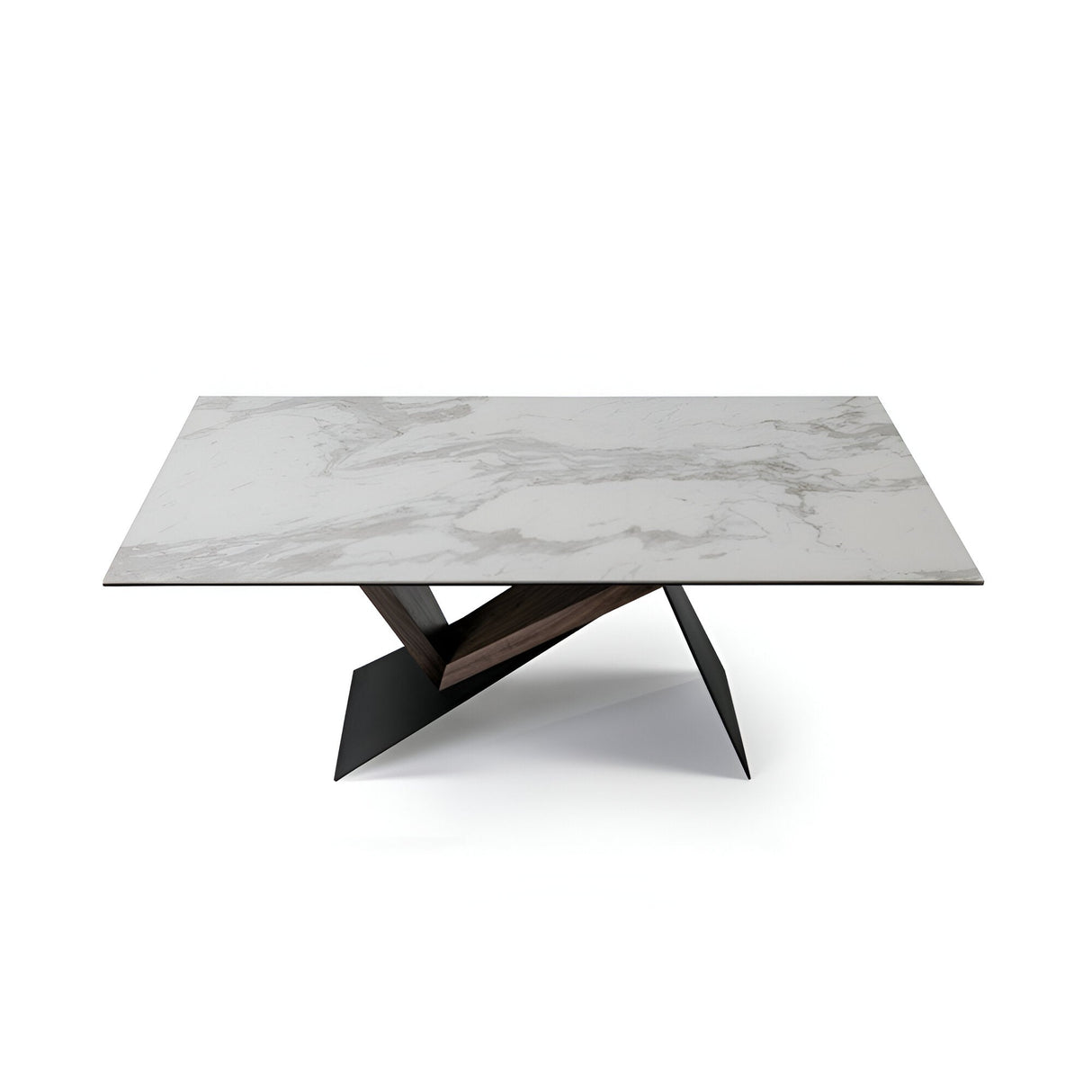 Noa 6 Seater Wood & Metal And Glass Dining Table – Black & Walnut And White