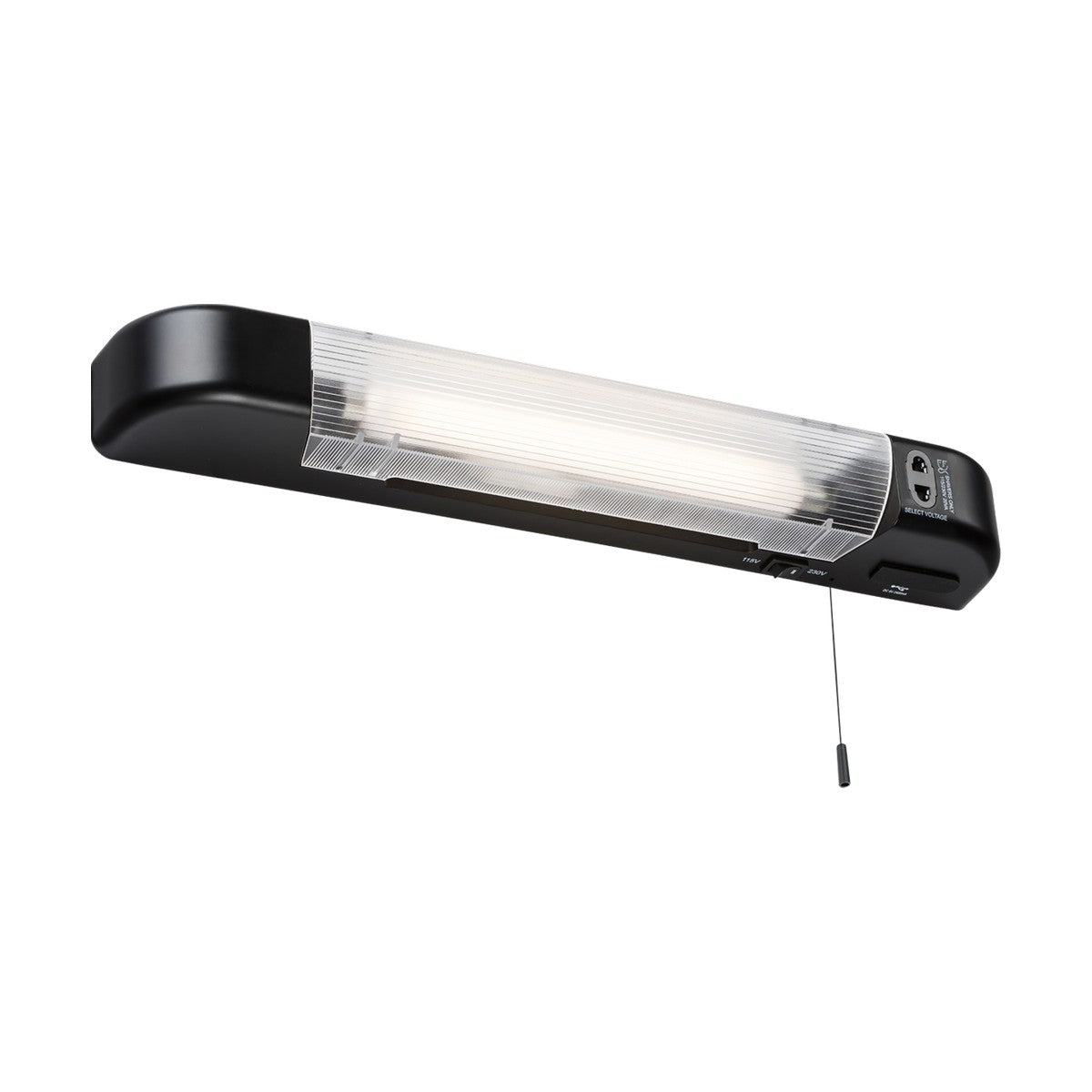 230V IP20 6W LED Shaver Light with Dual USB Charger - Matt Black