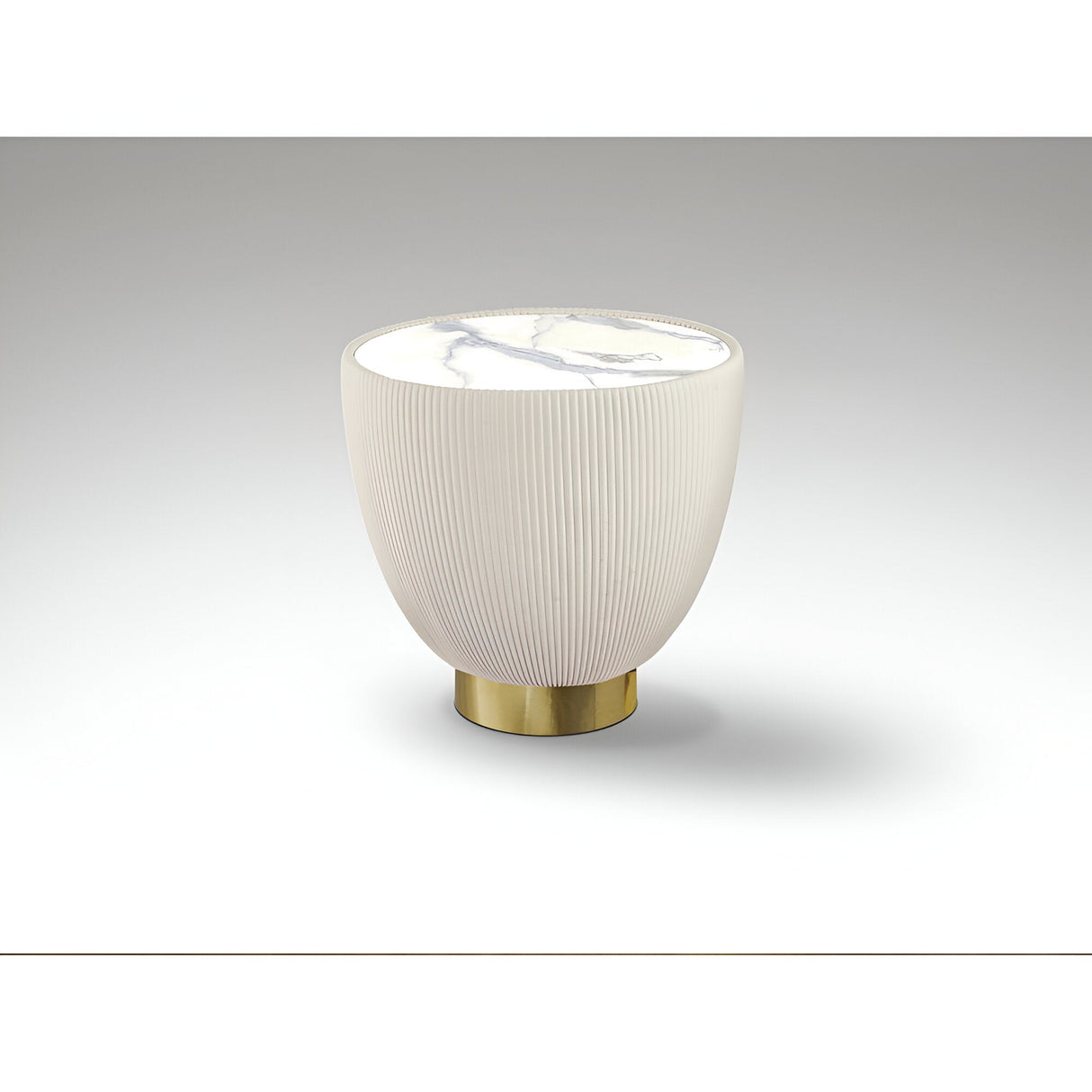 Candy Marble Effect Side Table - White & Brass